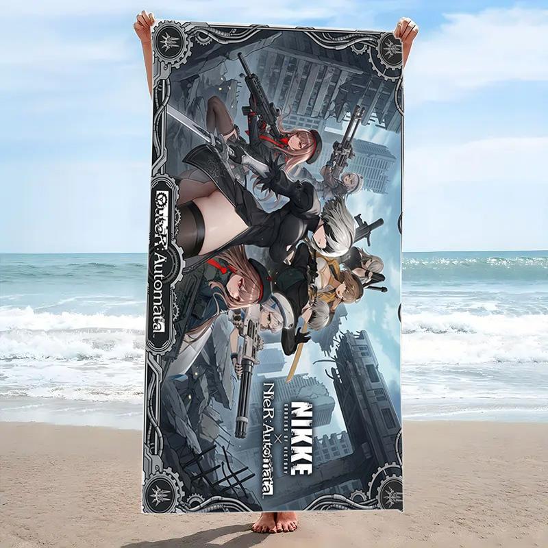 GODDESS OF VICTORY NIKKE Print Beach Towel, Large Soft Quick Dry Towel for Beach Camping Swimming