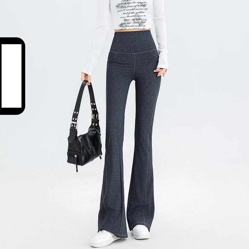 

Джинсовые женские брюки с микроклешем и высокой талией, леггинсы для живота, летние эластичные спортивные брюки для фитнеса и йоги, повседневные джинсы XL чёрный