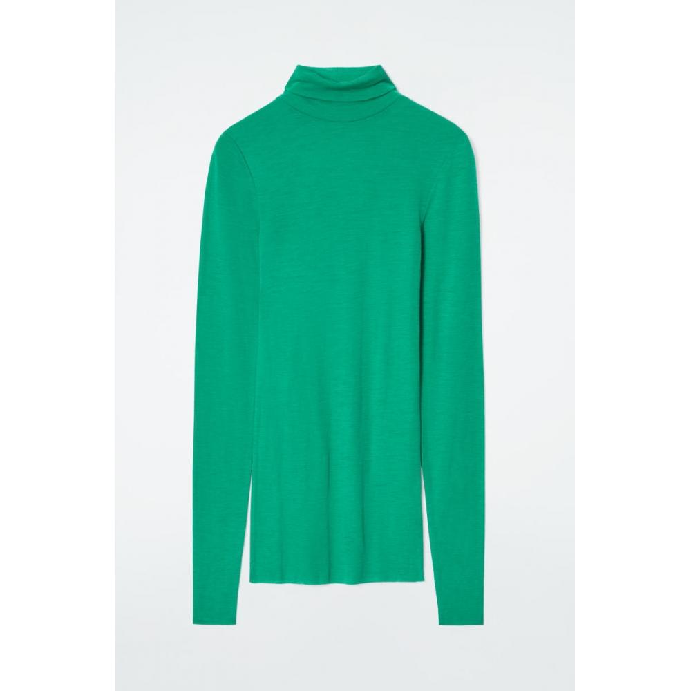 

Cos Japan Slim Fit Sheer Merino Wool Водолазка Топ green/XS