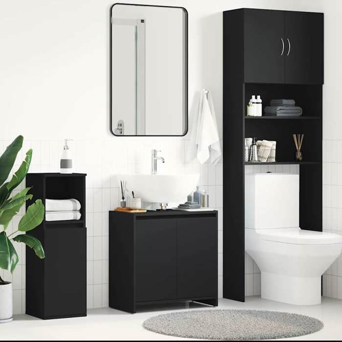 VidaXL Bathroom Cabinet Black 60x33x61 Cm Chipboard