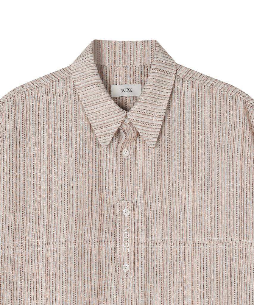 NOISE Fennel Linen Stripe Shirt - Camel Brown