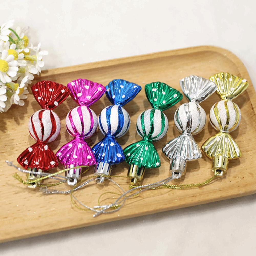 6Pcs Decorative Xmas Tree Hanging Decorations Multicolor Christmas Candy Pendants New Year