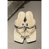 Fashion 2025 New Women's Shoes Herringbone Clamping Toe Slippers Female Summer Outwear High Heel Clamping Sandals Sandals Female