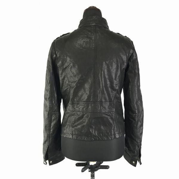Chin Belt Sheep Leather Riders Jacket/Women’s L/66/Black/Three Pockets, Faux Pocket Detail(USED)