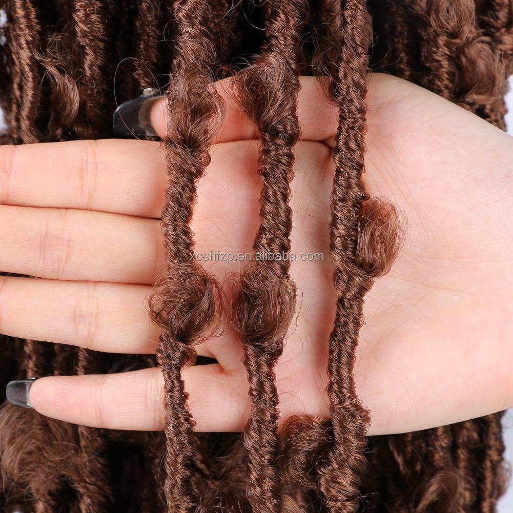 Butterfly Locs Häkelhaar Zöpfe Extensions Weiches Synthetisches Einzel-Weft Faux Locks Lockige Zöpfe Dreadlocks Strähnen Faux Locks