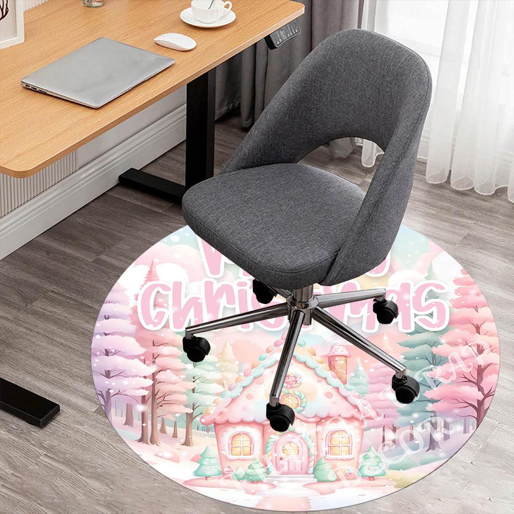 

1PC Gingerbread house Merry Christmas Office Round Area Rug, Under Office Chairs Bedroom Living Room Home Decor,Carpet for Office, -1110288 80cm by 80cm