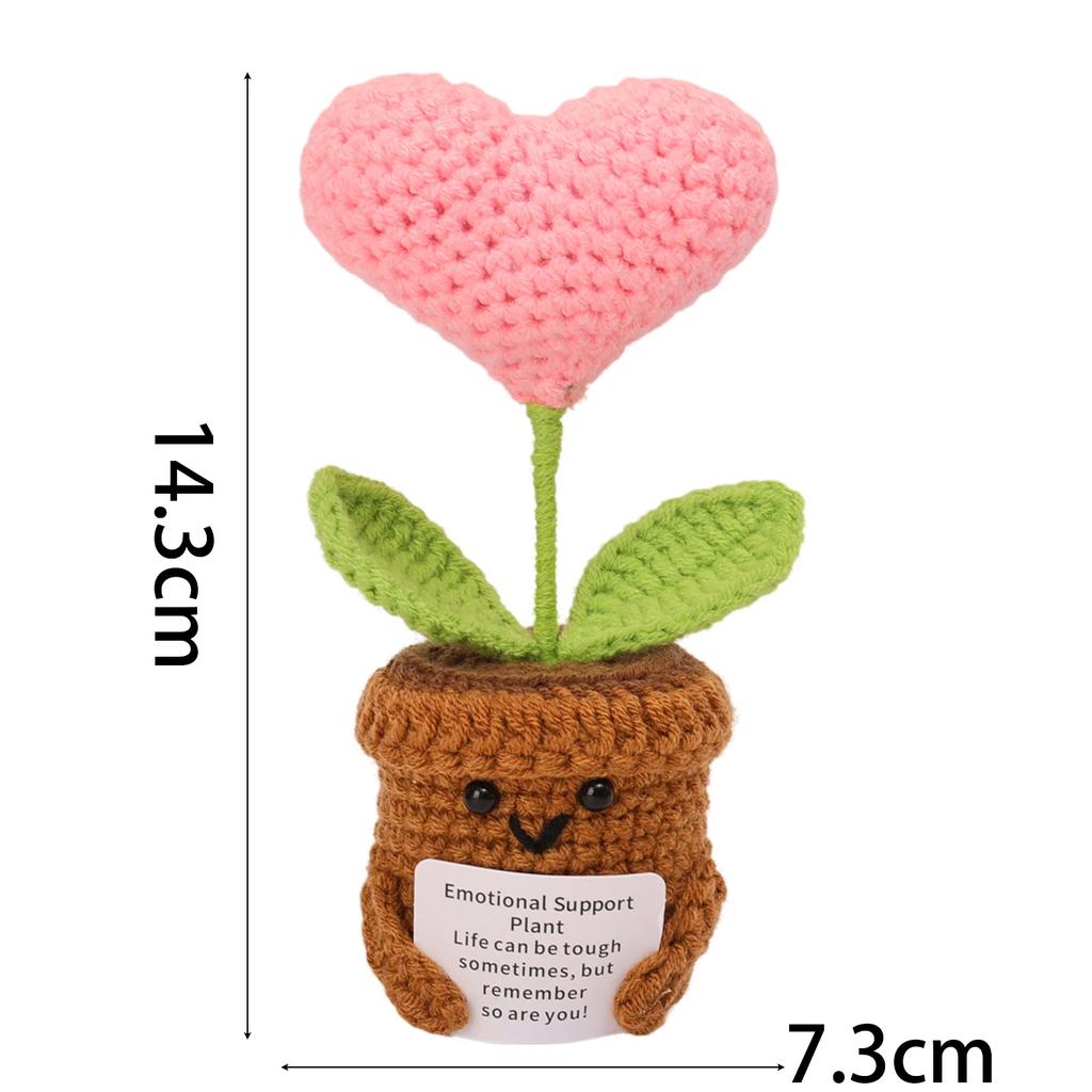 Positive Energy Heart Sunflower Handmade Knitted Emotional Support Crochet Doll Hug Pocket With Positive Card Decoration Gifts