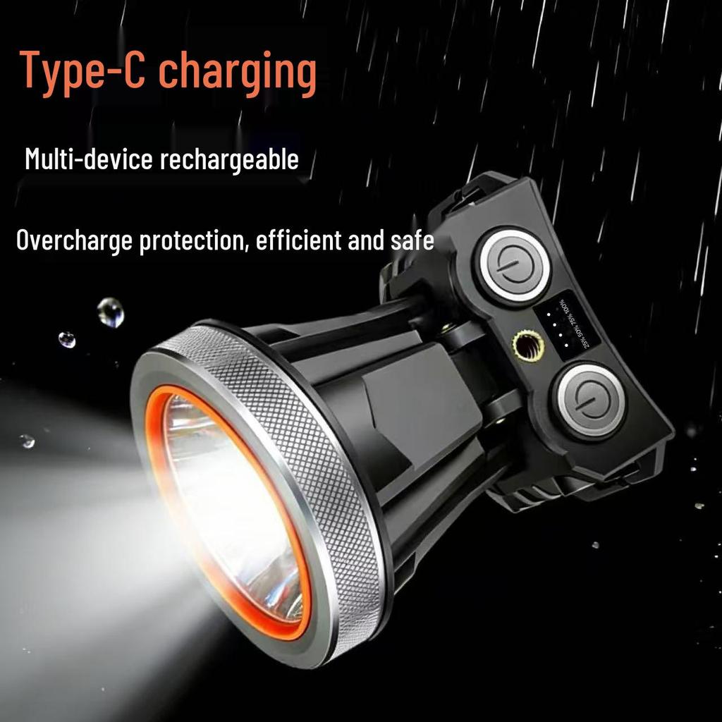 Rechargeable LED Headlamp: Super Bright, Long-range Light for Outdoor Night Fishing and Mining.