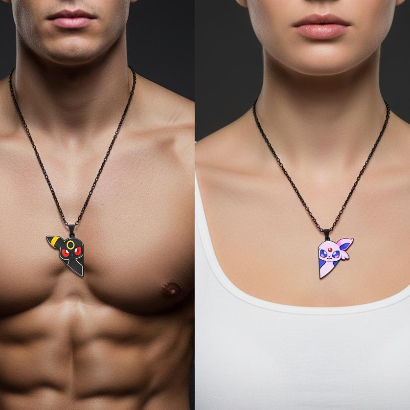 2 Stück Evoli Umbreon Psiana Feelinara Blitza Glurak Halskette Niedlicher Anime Spiel Charm Schmuck Metallanhänger Zum Sammeln