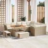VidaXL 12-Piece Garden Sofa Set with Beige Cushions Poly Rattan Acacia 3361516