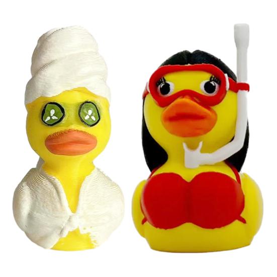 1/2Pcs Diving Duck Figurine 3D Printed SPA Duck Statue Cartoon Animal Sculpture Home Office Desktop Decoration Ornament