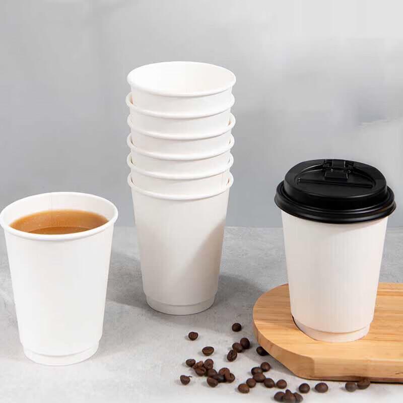 Fangcaodi Double-Layer Disposable Paper Cups with Lids