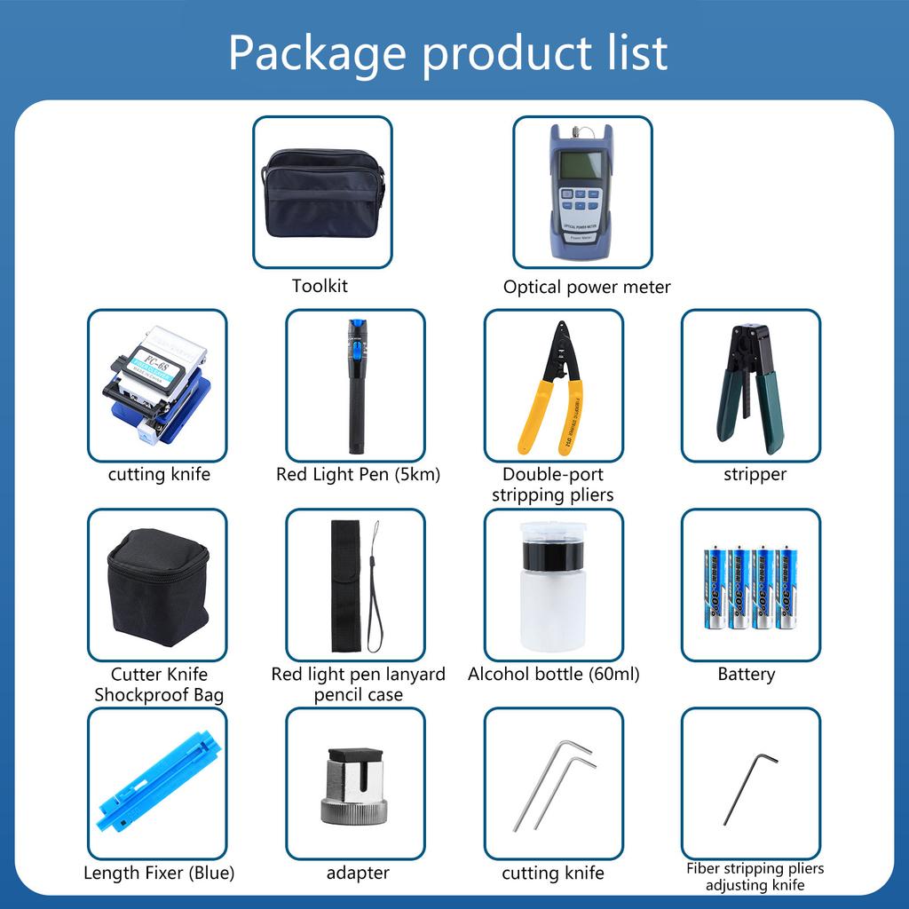 FTTH Optical Fiber Tool Kits Practical Fiber Cold Connection Tool FC-6S Fiber Cleaver Optical Power Meter Bag Hand Tools