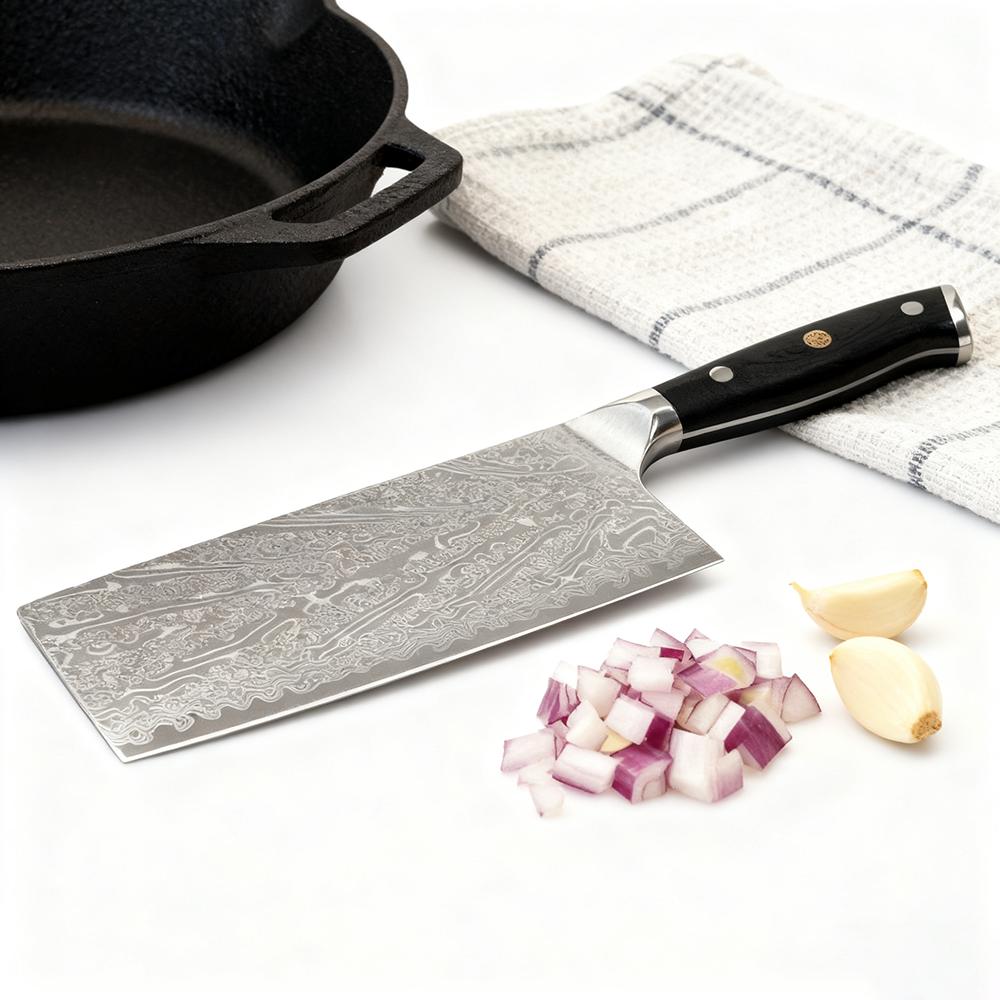 7.3 Inch Chinese Chef Knife 67-layers Damascus Steel 10Cr15CoMov Blade Cleaver Meat Slicing Vegetables Kitchen Knives G10 Handle