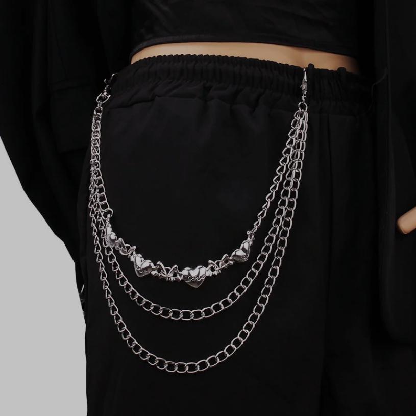 Hip Hop Punk Rock Metal Rivet Pants Waist Chain Men Women Key Chains Trousers Wallet Keychain Jeans Unisex Hip-hop Jewelry Gift