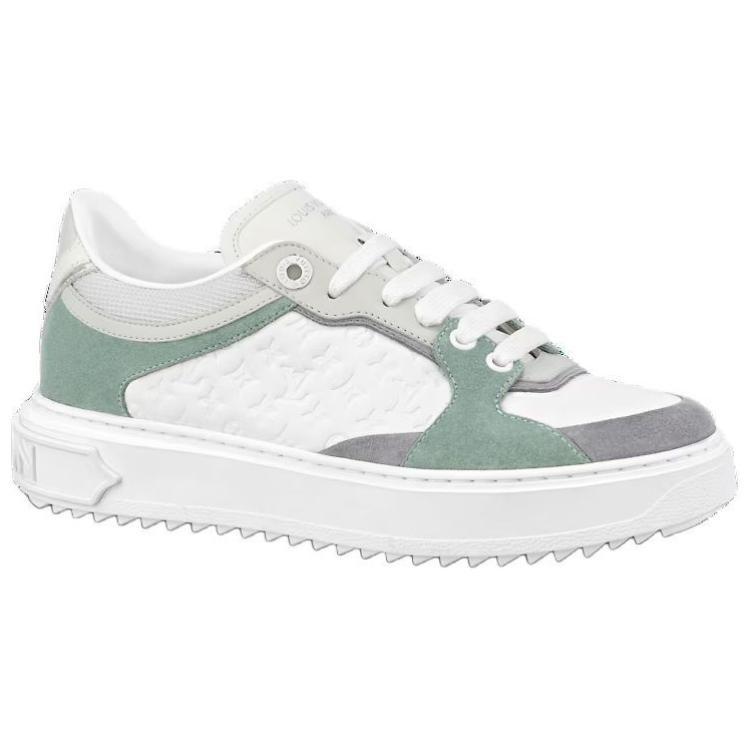 Louis Vuitton Time Out Sneakers 'White Mini Monogram With Green Grey' Women's 1ABUTD