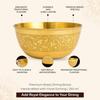 Brass Dining Bowl | Peetal ki Katori | Floral Etching Gold Bowl for Dining & Pooja | Traditional Handcrafted Brass Serving Bowl