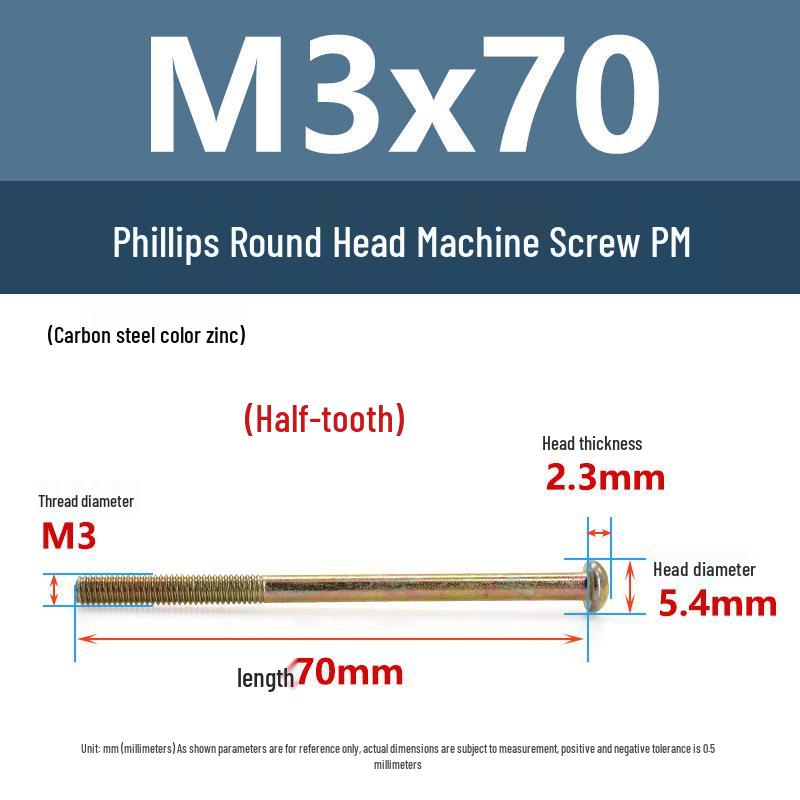 Yigu Zinc-Plated Carbon Steel PM Phillips Round Head Machine Screws M3/M4/M5