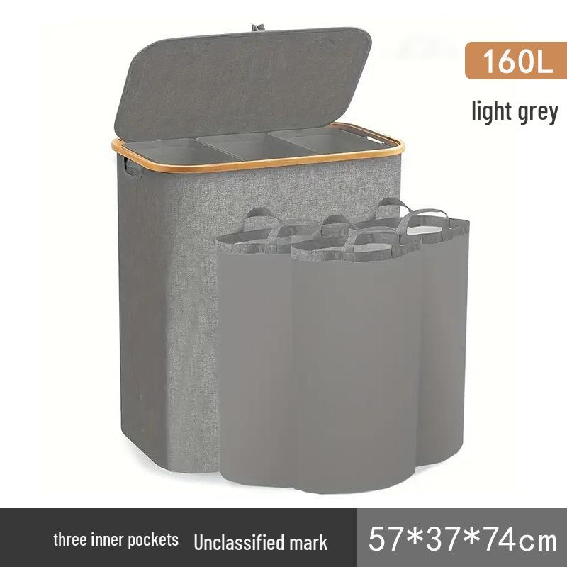 Foldable Large-Capacity Laundry Hamper with Lid and Inner Bag