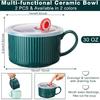 Nuenen 2 Pcs Soup Bowls with Lids and Handles 30 Oz Microwave Safe Ceramic Soup Mug Microwavable Ramen Containers with Lids Large Colorful Cups for