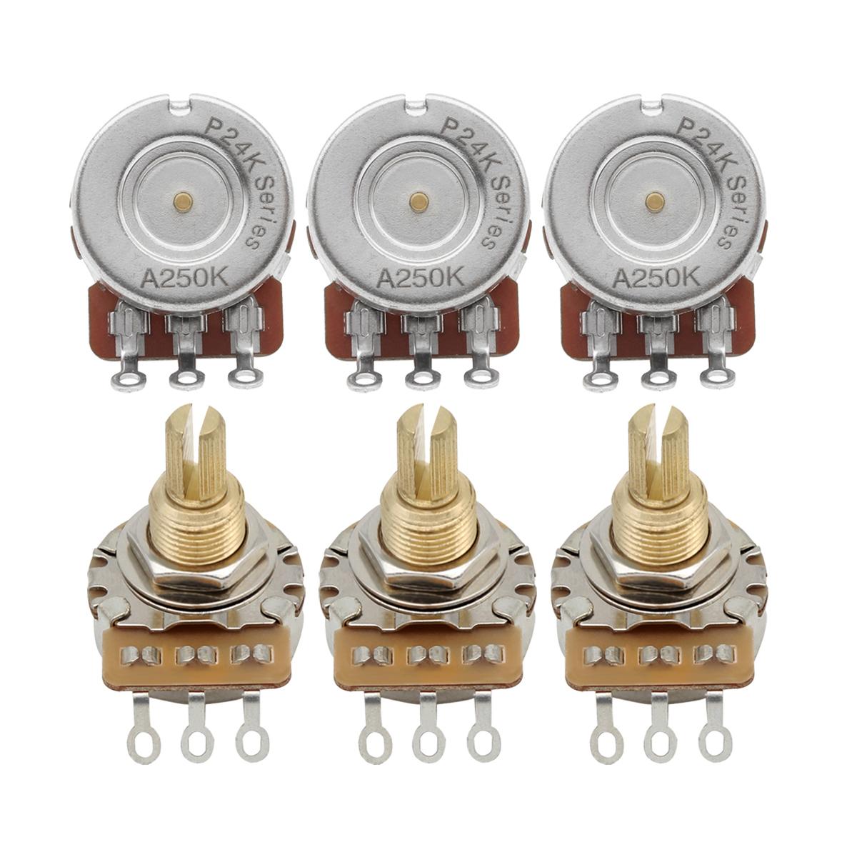 

FLEOR 6PCS 3/8 Fine 24-spline Long Shaft Guitar Potentiometers 500K/ 250K Pots Choose