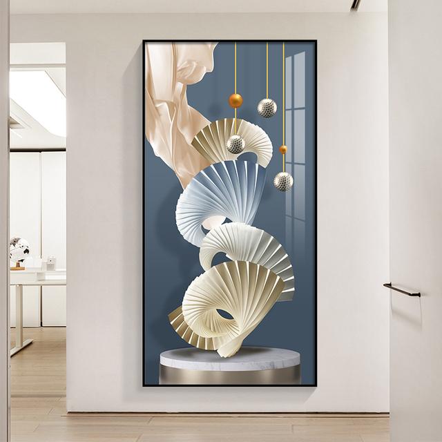 

Абстрактная геометрия, Роскошная золотая картина на холсте, статуя, настенные художественные постеры и принты для украшения гостиной, крыльца, коридора 40cm×80cm NoFrame