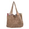 Fashion Flower Knitting Shoulder Bag Large Capacity Hollow Crochet Tote Bag Solid Color Shopping Bag Woven Handbag Female