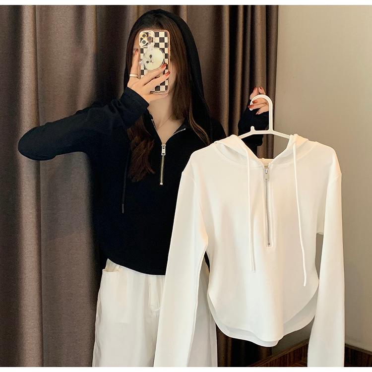 Sudadera con capucha y cremallera para mujer estilo coreano para primavera/otoño 2022: Nuevo Diseño Delgado de Manga Larga