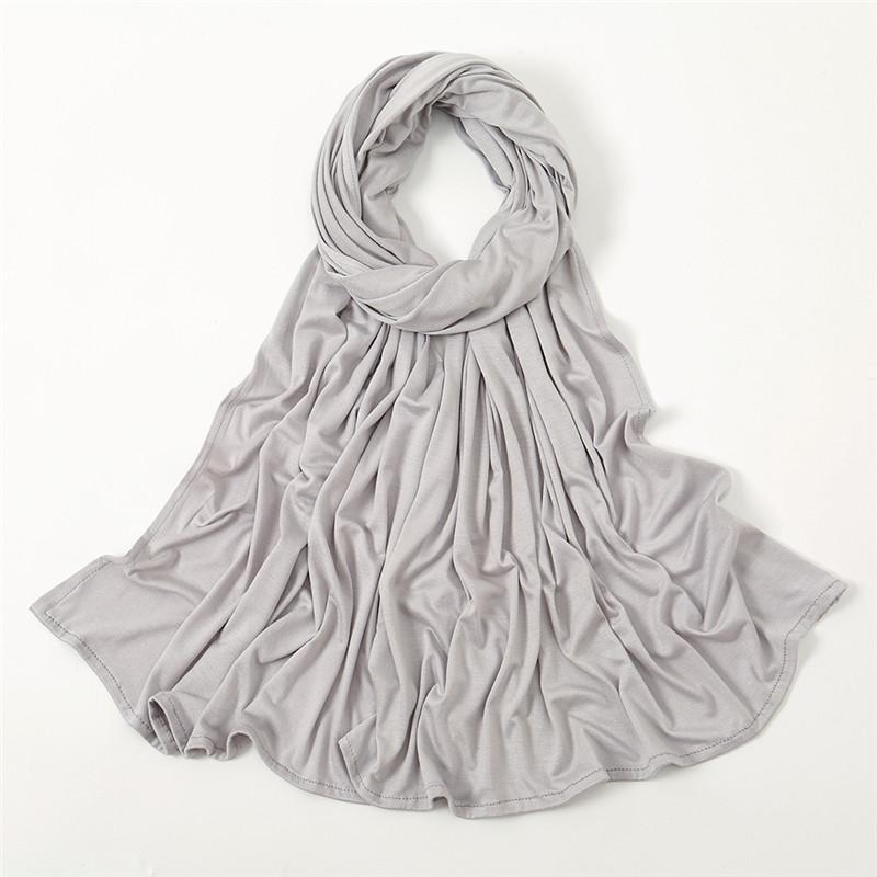 Plain Jersey Thick Hijab Scarf Cotton Polyester Wrap Elasticity Shawls Foulards Long Stretchy Turban Muslim Head Snood 180*60Cm