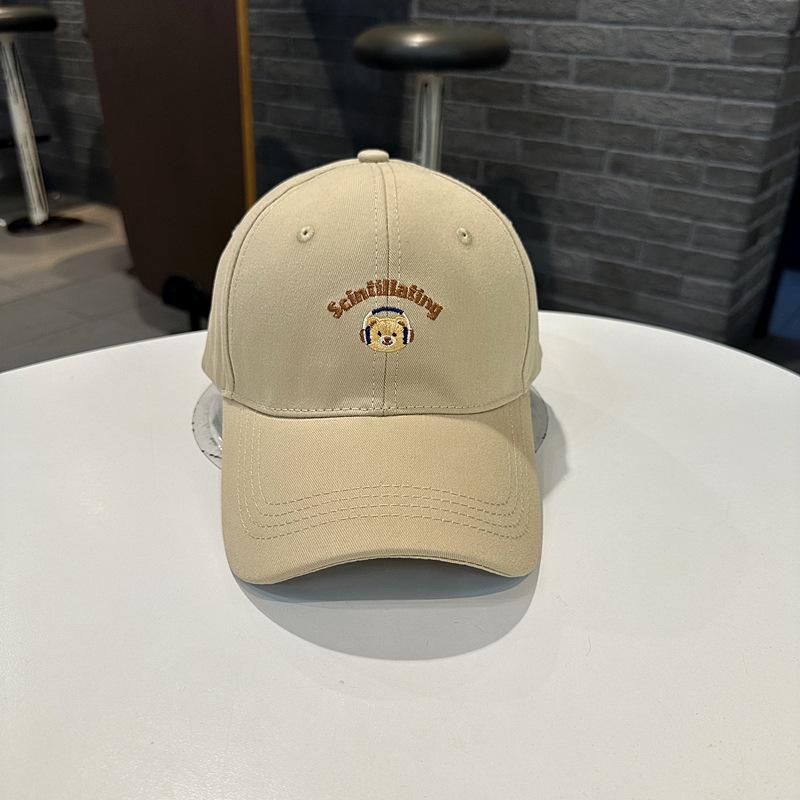 

Cute kitten embroidered beige baseball cap women s wide brim shows the face small cap big head circumference soft top versatile hat Adjustable хаки