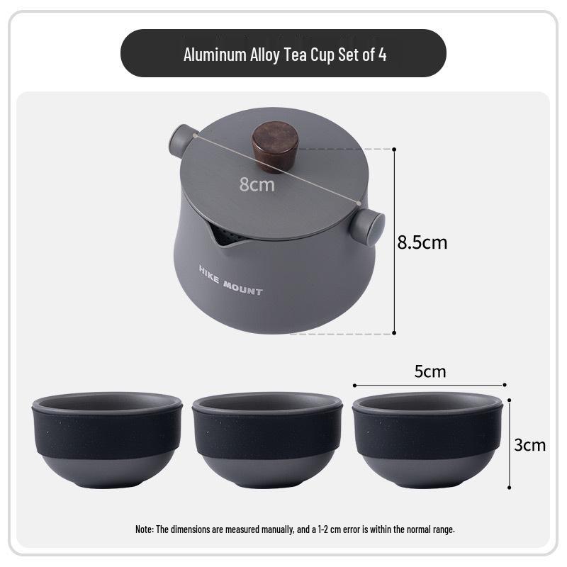 Ultra-Light Portable Aluminum Alloy Tea Set: One Pot & Three Cups for Camping and Travel