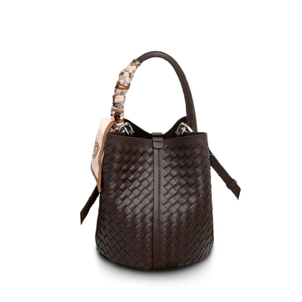2026 Woven Hand-held Bucket Bag Casual And Fashionable Single Shoulder Crossbody Bag, Women's Bag