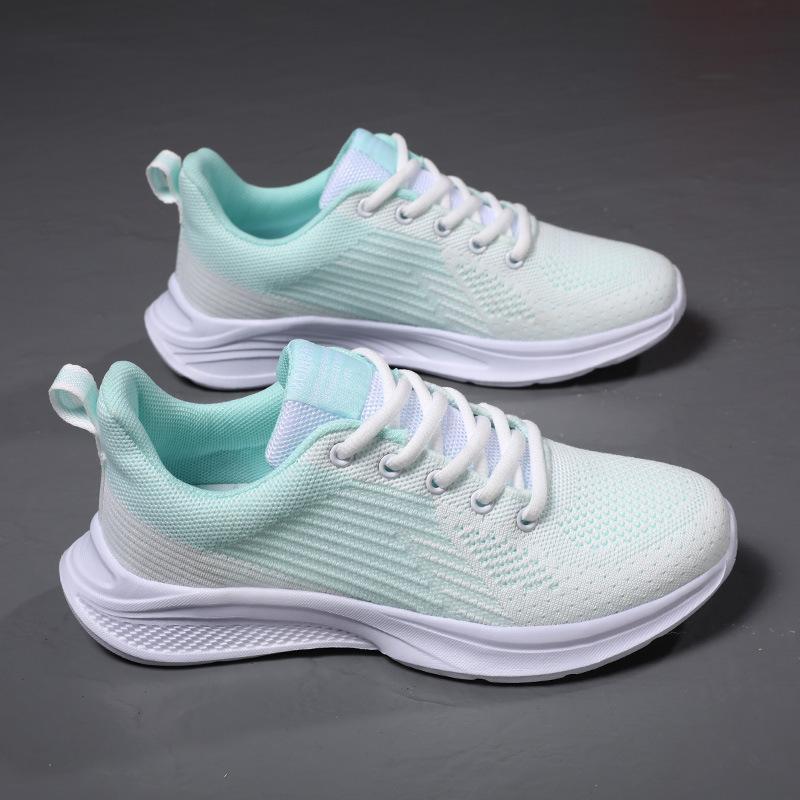 Spring and Summer New Women's Shoes High Elastic and Lightweight Running Shoes Middle School Students Lightweight Breathable Fly Knitting