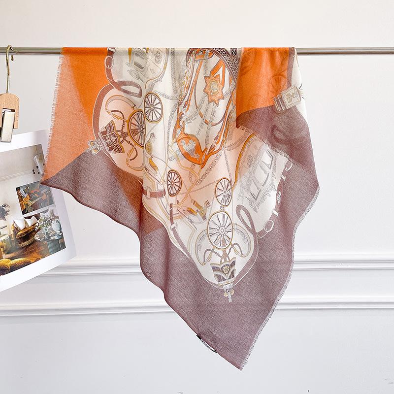 Simple 111 Cashmere Silk Scarf Delicate Soft Waxy Breathable Cashmere Silk Scarf Niche High-end Gift-giving Temperament Square Scarf