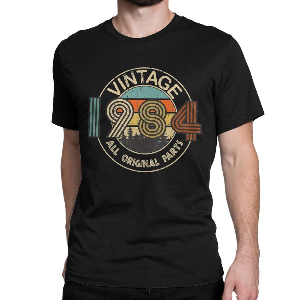 Unique Vintage 1984 All Original Parts Birthday Gift T-Shirts Men O Neck Cotton T Shirt 40 Years Old Tee Shirt Gift Tops