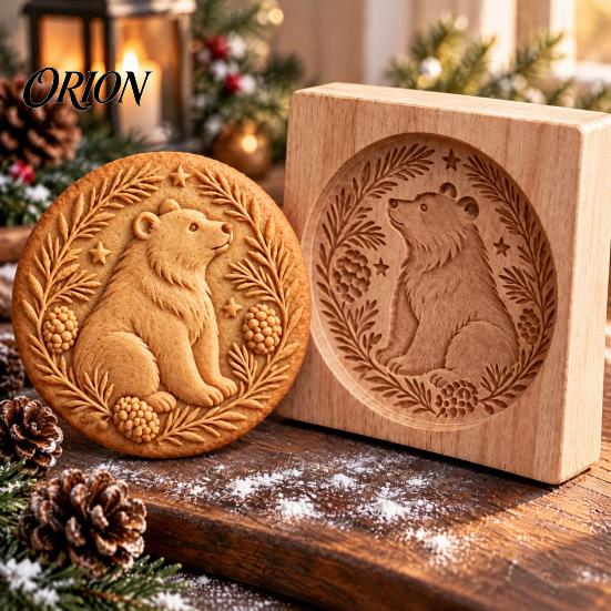 DIY Holiday Biscuit Cutters Woodland Animal Cookie Mold, Durable Wooden with 3D Relief Rustic Party Favors Patterns Cutter, Handmade Decorative Stamps