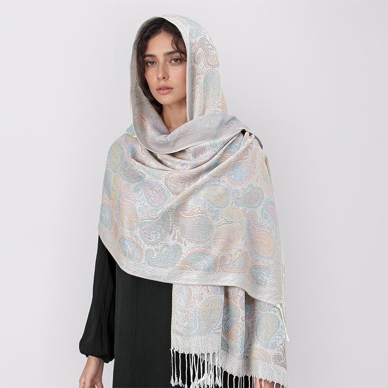 Winter Women Bufanda Jacquard Scarf  Printed Coquette Fashion Silky Long Shawl Ethnic Fringed Travel Scarves