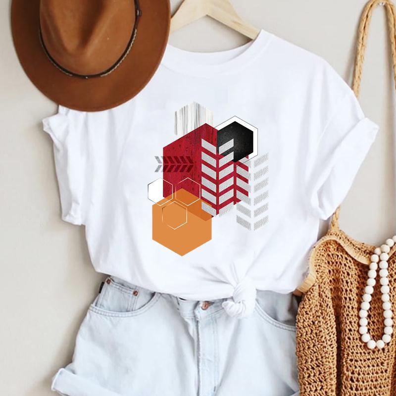 Fashion Casual Landscape Mountain Graphics Womens T-Shirt 90S Summer Blouse Loose White Short Sleeve O-Neck Female Tops Clothing
