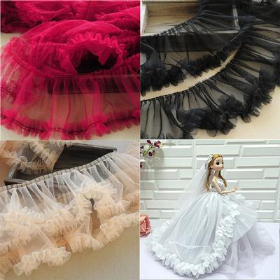 15x91cm Rosa Netz Spitzenborten Gefalteter Tüll DIY Nähen Basteln Damenbedarf Babykleid Bekleidung Gaze Rüschenband