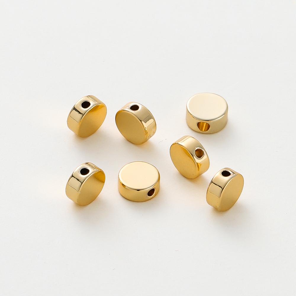 20pcs/bag 14K 18K Gold Color Plated Flat Round Necklace Spacer Beads Bracelet End Loose Beads For DIY Jewelry Making Supplies