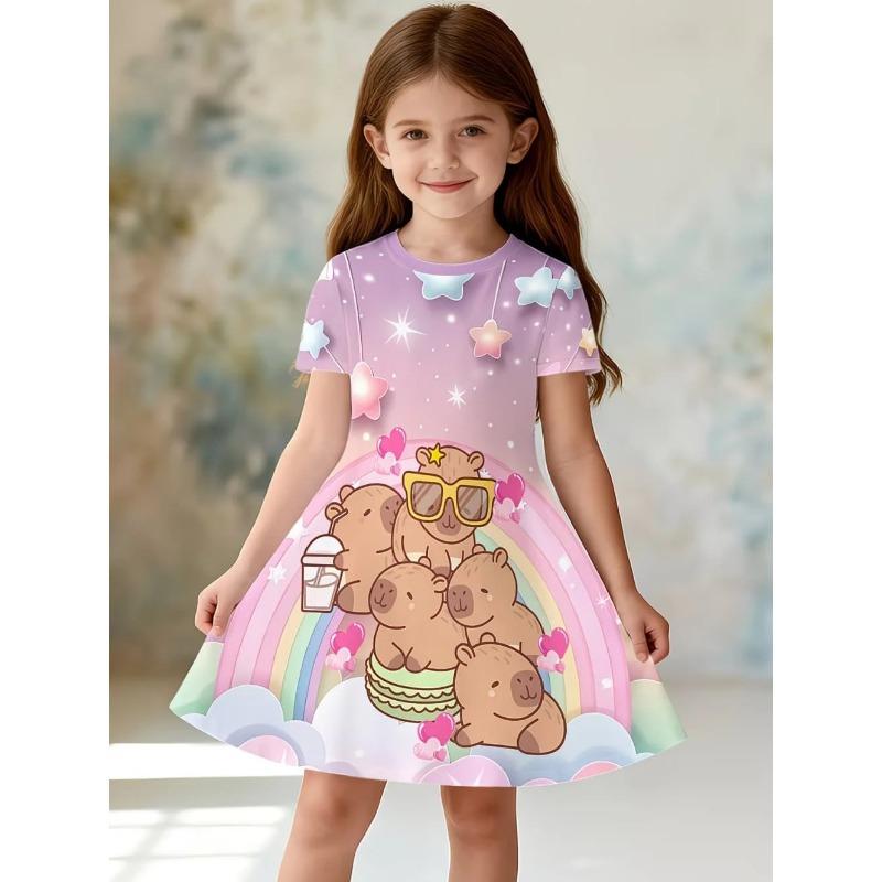Dress for girls Fashion Capybara Children Clothes Summer Girls Clothes Comfortable Princess