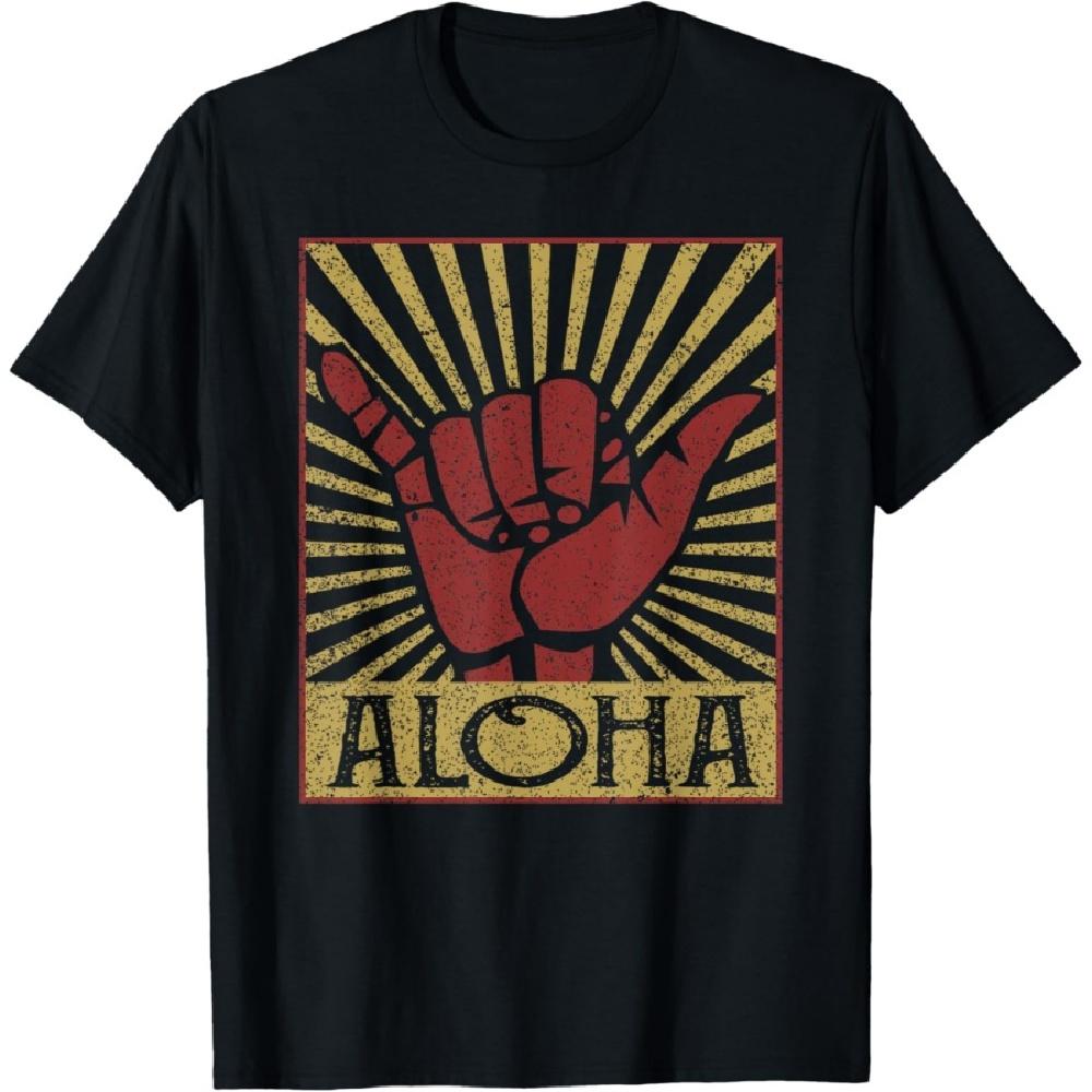 

Aloha Hawaiian Hawaii Vintage Distressed Shaka Sign T-Shirt S