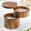 Wood Salt Jar Solid Wood Seasoning Box Wooden Kitchen Seasoning Bottle Storage Seasoning Jar