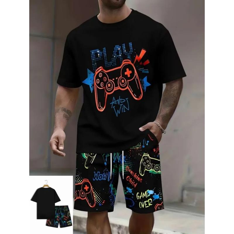 Modisches Lässiges Herrenanzug 3D Lässiger Farbdruck Sommer T-Shirt Shorts Einfach