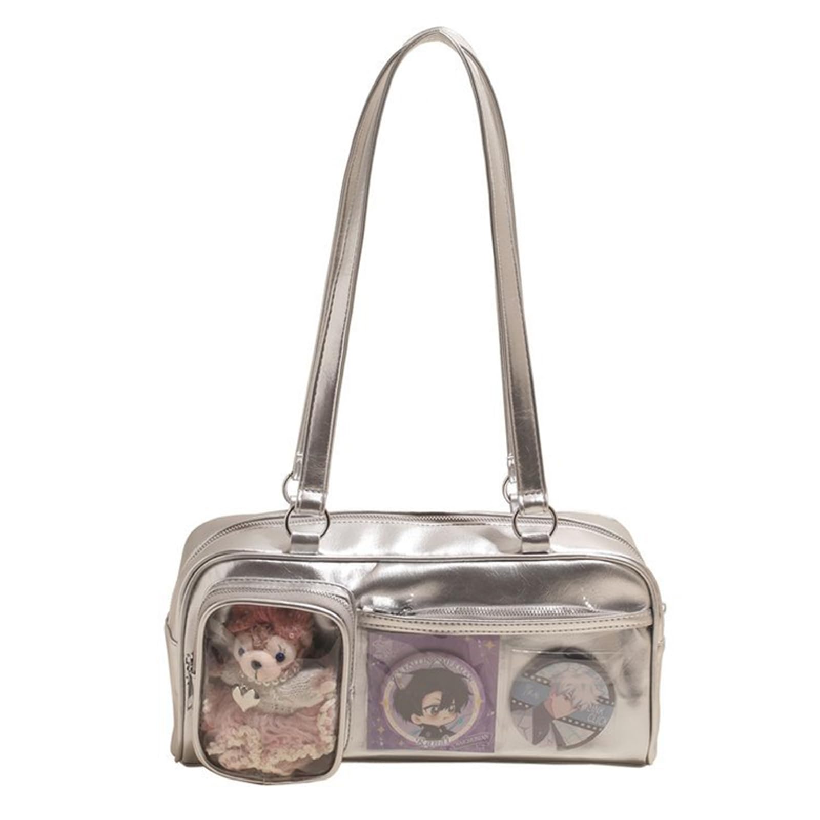 Женская сумка Ita JIYUTOR, Сумка через плечо, Мини-тоут, Значок в комплекте, Прозрачная, Повседневная сумка, Милая, Школьная, Стиль JK, Студенческий, Стиль Харадзюку, Весна,