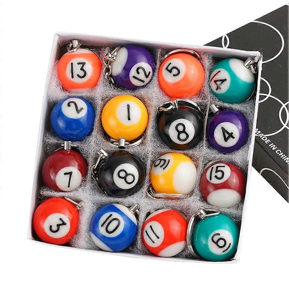 16PCS Resin Billiard Keychain Set Simulation Ball 2 5cm Mini Pendant Gift