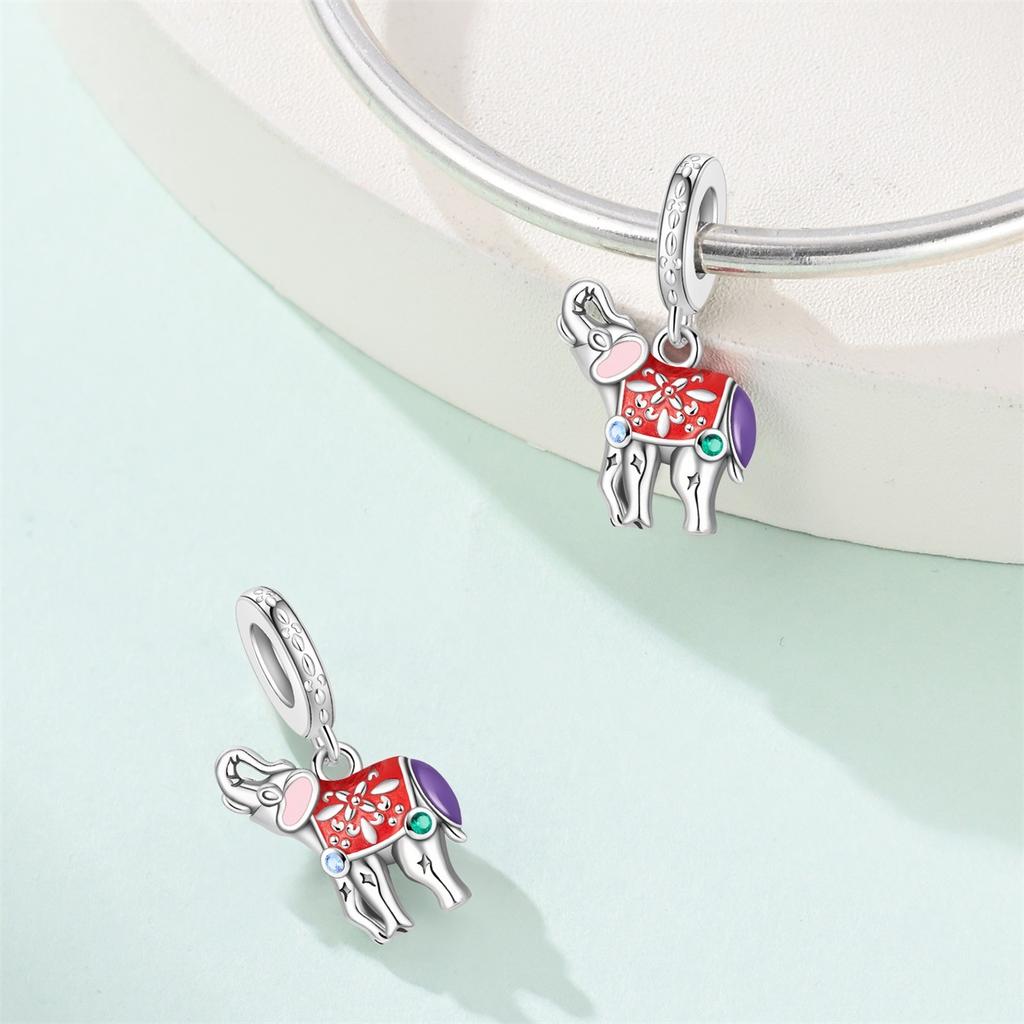 2026 Glamour Pendant Animal Baby Elephant Cat Swan Beaded DIY Jewelry Bracelet Accessories 925 Silver