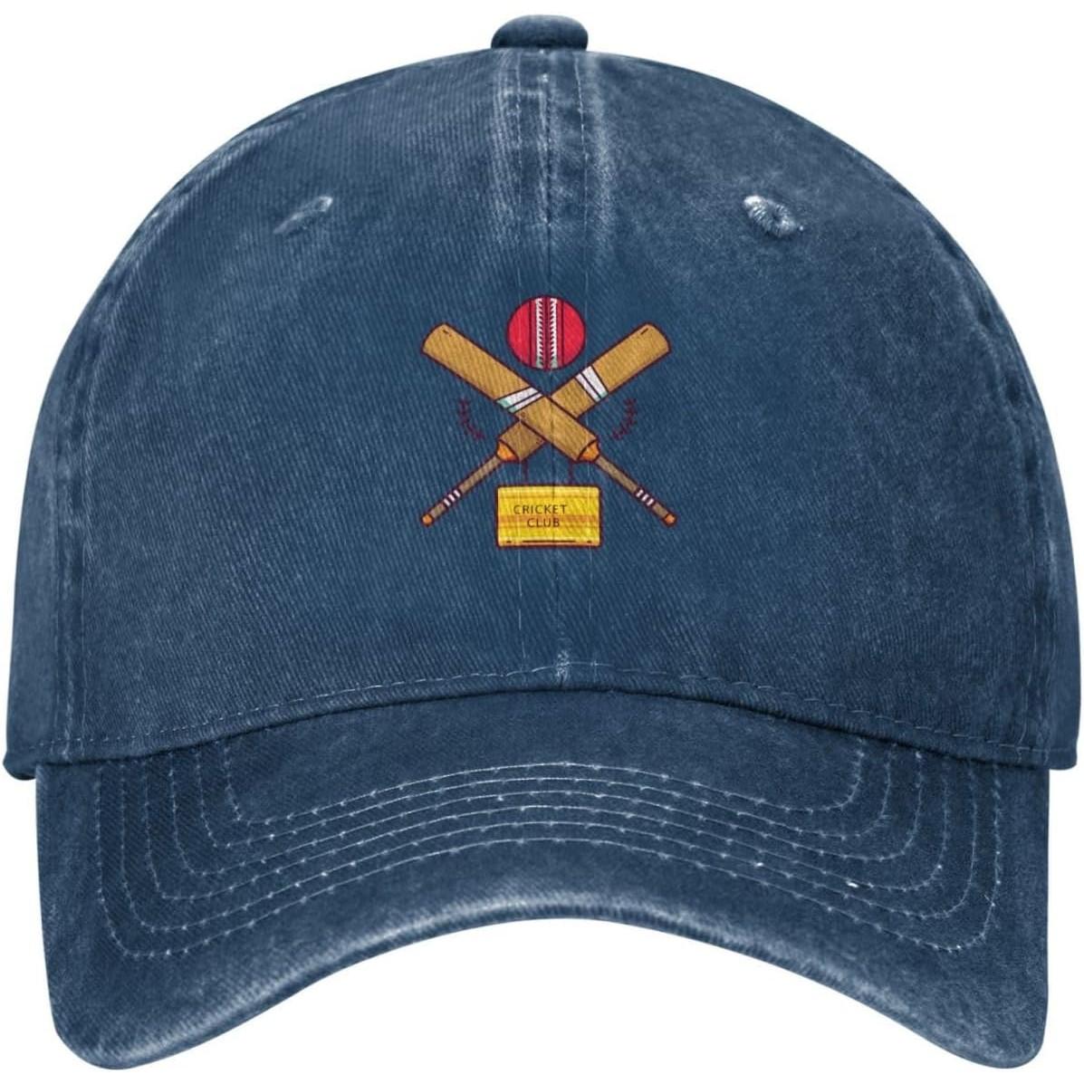 

Cricket Club Logo Baseball Cap Vintage Washed Cotton Adjustable Dad Hat for Unisex Can Be Adjusted темно-синий