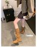 2025 Winter New Korean Version of Fashion Versatile Round Head Thick Heel Thick Sole Martin Boots Women's Skirt Comfortable Soft Sole