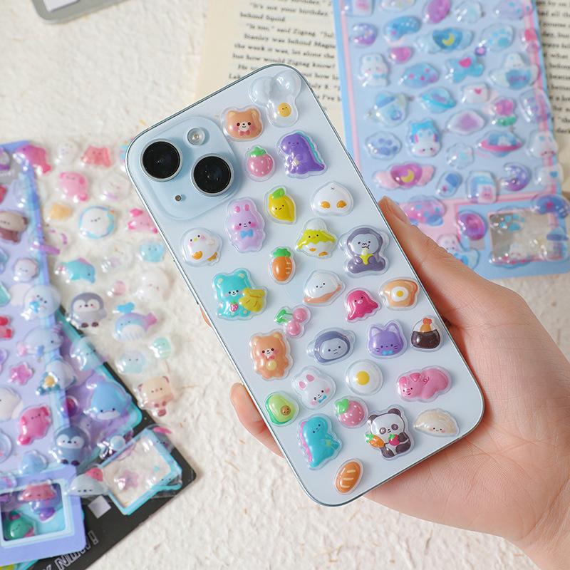 Non-Toxic Japanese Cartoon 3D Hollow Relief Diy Planner Decorative Stickers For Children Water Cups And Phone Cases